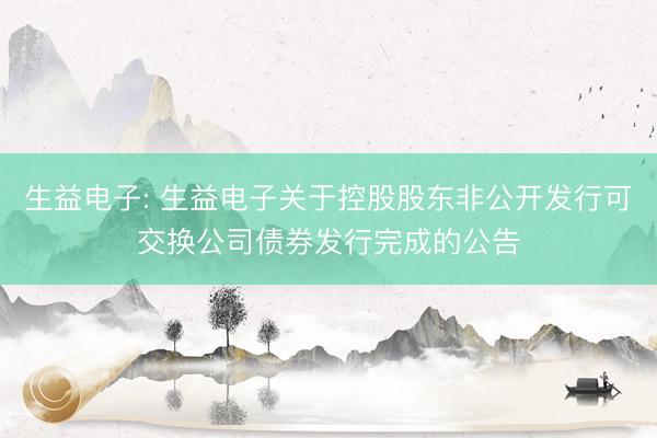 生益电子: 生益电子关于控股股东非公开发行可交换公司债券发行完成的公告