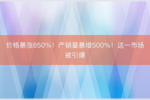 价格暴涨650%！产销量暴增500%！这一市场被引爆