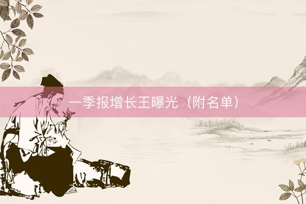 一季报增长王曝光（附名单）