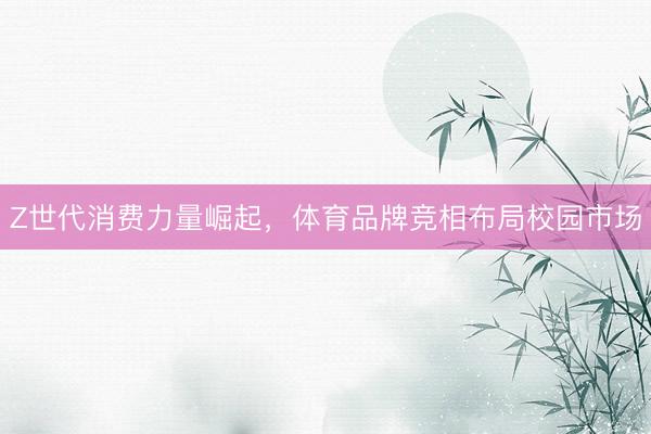 Z世代消费力量崛起，体育品牌竞相布局校园市场
