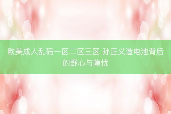 欧美成人乱码一区二区三区 孙正义造电池背后的野心与隐忧