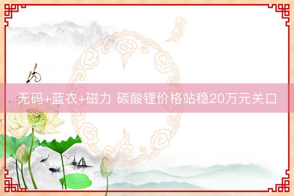 无码+蓝衣+磁力 碳酸锂价格站稳20万元关口