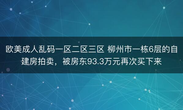 欧美成人乱码一区二区三区 柳州市一栋6层的自建房拍卖，被房东93.3万元再次买下来