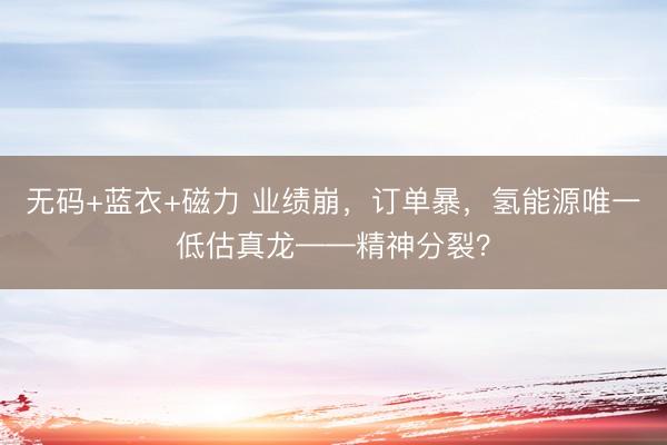 无码+蓝衣+磁力 业绩崩，订单暴，氢能源唯一低估真龙——精神分裂？