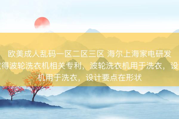 欧美成人乱码一区二区三区 海尔上海家电研发、海尔智家取得波轮洗衣机相关专利，波轮洗衣机用于洗衣，设计要点在形状
