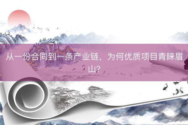 从一份合同到一条产业链，为何优质项目青睐眉山？
