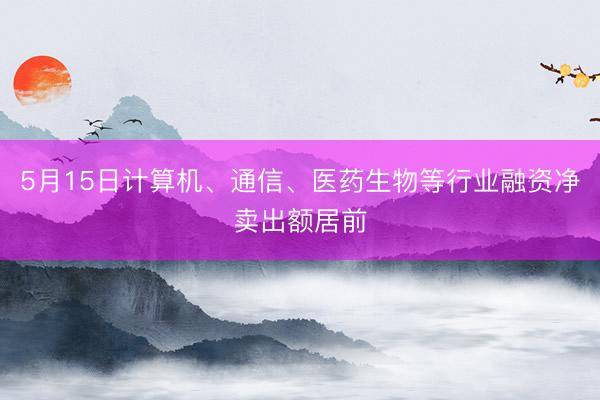 5月15日计算机、通信、医药生物等行业融资净卖出额居前