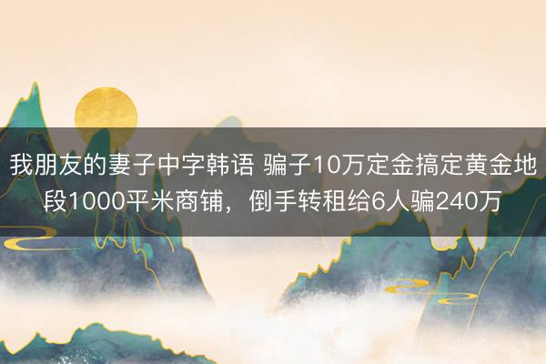 我朋友的妻子中字韩语 骗子10万定金搞定黄金地段1000平米商铺，倒手转租给6人骗240万