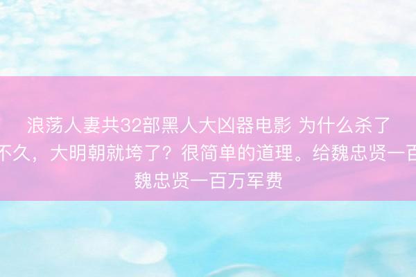浪荡人妻共32部黑人大凶器电影 为什么杀了魏忠贤不久，大明朝就垮了？很简单的道理。给魏忠贤一百万军费