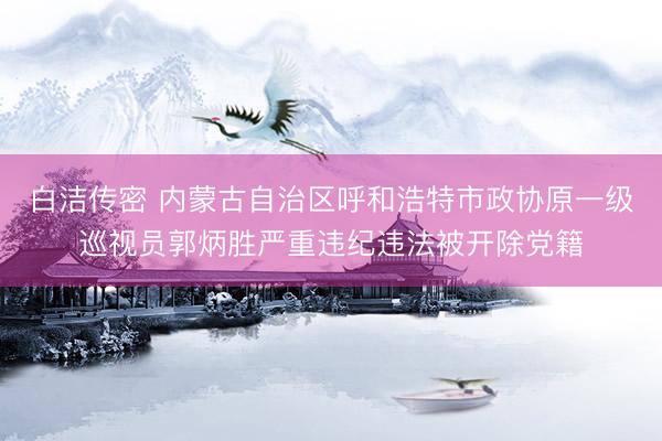 白洁传密 内蒙古自治区呼和浩特市政协原一级巡视员郭炳胜严重违纪违法被开除党籍