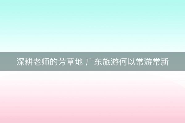 深耕老师的芳草地 广东旅游何以常游常新