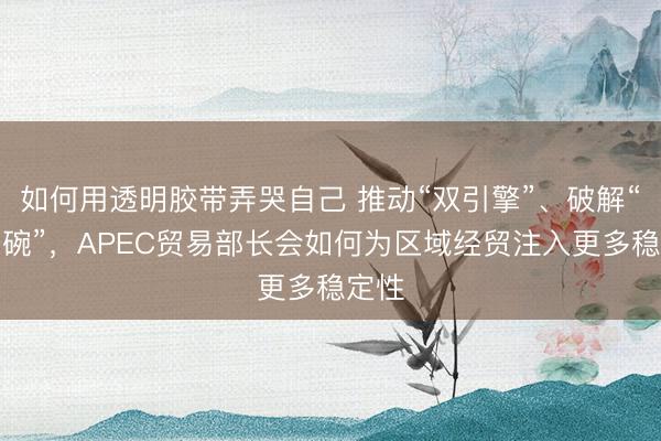 如何用透明胶带弄哭自己 推动“双引擎”、破解“面条碗”，APEC贸易部长会如何为区域经贸注入更多稳定性