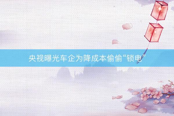央视曝光车企为降成本偷偷“锁电”