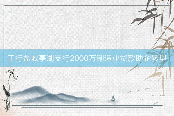 工行盐城亭湖支行2000万制造业贷款助企转型