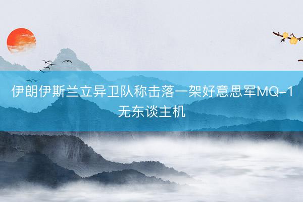 伊朗伊斯兰立异卫队称击落一架好意思军MQ-1无东谈主机
