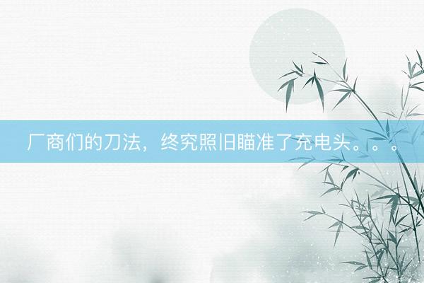 厂商们的刀法，终究照旧瞄准了充电头。。。