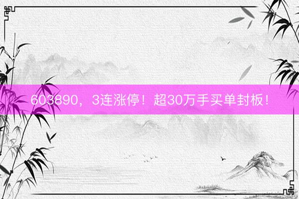 603890，3连涨停！超30万手买单封板！