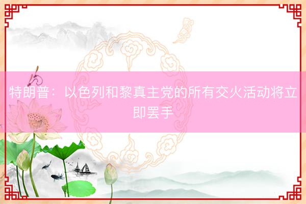 特朗普：以色列和黎真主党的所有交火活动将立即罢手
