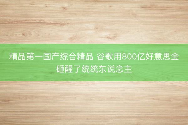 精品第一国产综合精品 谷歌用800亿好意思金砸醒了统统东说念主