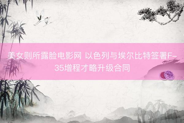 美女则所露脸电影网 以色列与埃尔比特签署F-35增程才略升级合同