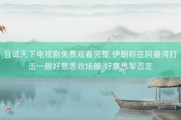 且试天下电视剧免费观看完整 伊朗称在阿曼湾打击一艘好意思收场舰 好意思军否定