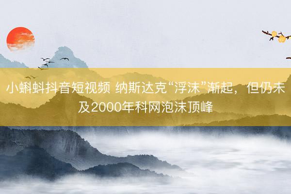 小蝌蚪抖音短视频 纳斯达克“浮沫”渐起，但仍未及2000年科网泡沫顶峰