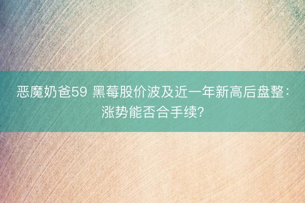 恶魔奶爸59 黑莓股价波及近一年新高后盘整：涨势能否合手续？