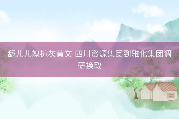 舔儿儿媳扒灰黄文 四川资源集团到雅化集团调研换取