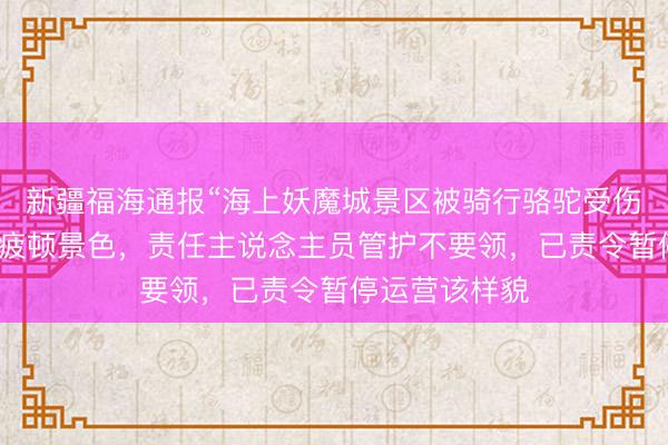新疆福海通报“海上妖魔城景区被骑行骆驼受伤”：骆驼存在疲顿景色，责任主说念主员管护不要领，已责令暂停运营该样貌