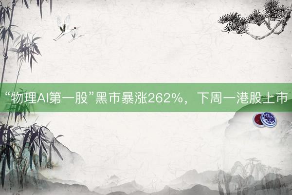 “物理AI第一股”黑市暴涨262%，下周一港股上市