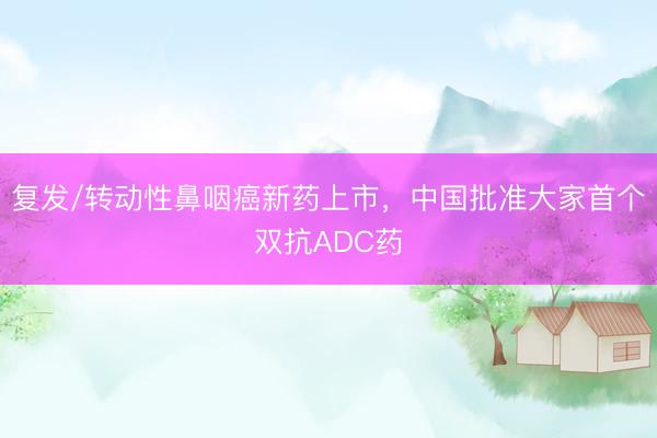 复发/转动性鼻咽癌新药上市，中国批准大家首个双抗ADC药
