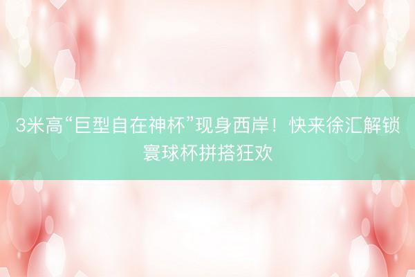 3米高“巨型自在神杯”现身西岸！快来徐汇解锁寰球杯拼搭狂欢